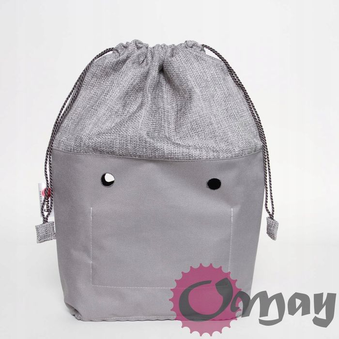 Szary organizer do OBAG MINI worek struktura pleciona 2 kieszenie OMAY