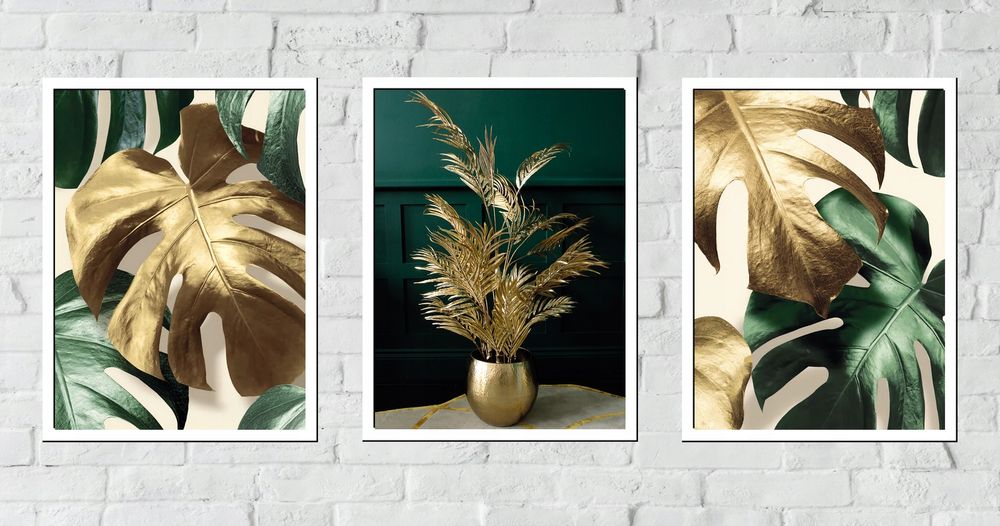 30x40 obrazy w ramie plakaty ramka ZŁOTA MONSTERA