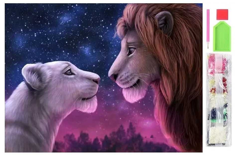 Haft diamentowy 40x30 Lwy