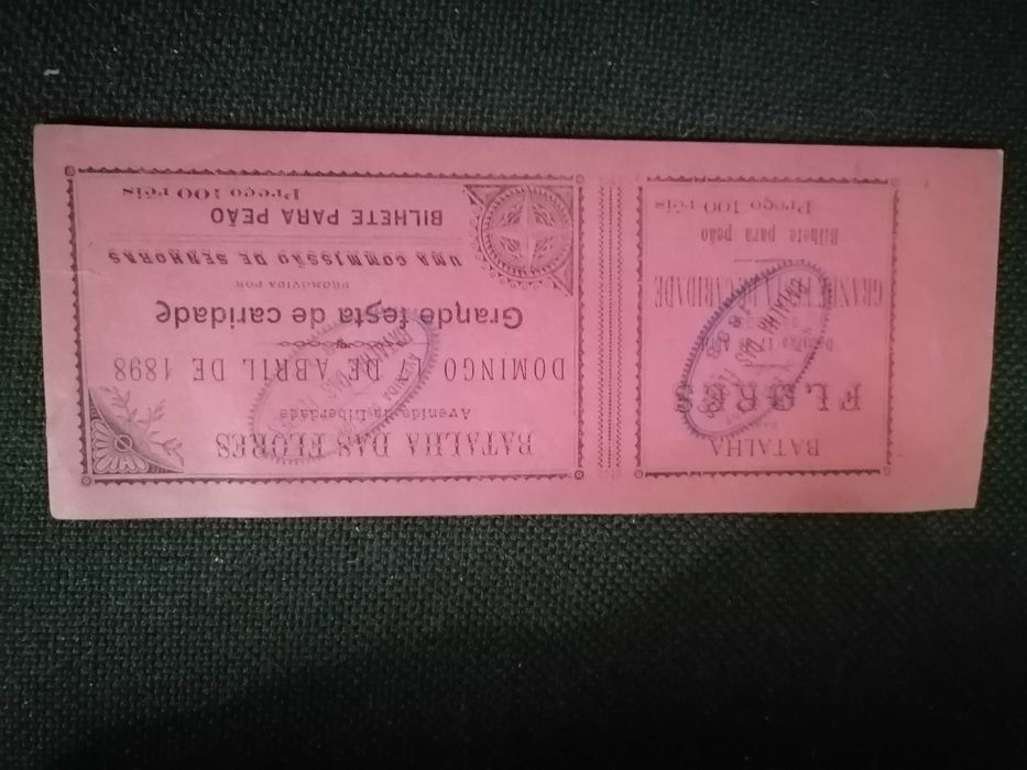 Mega Raridade LISBOA Século XIX Av. Liberdade Bilhete BATALHA DAS FLORES 1898