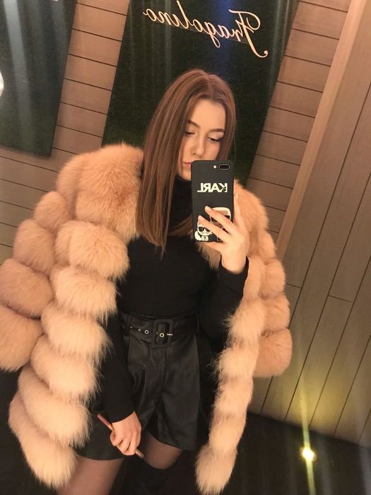 Шуба з кролика/ Пудрово- рожева S-М