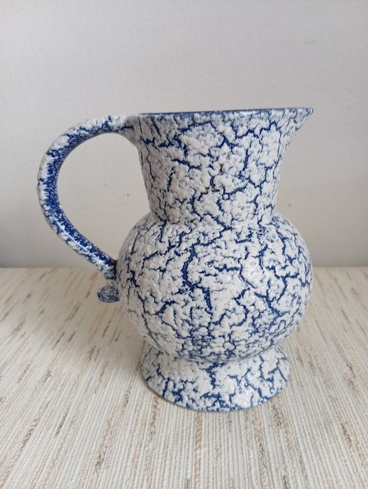 Dzban ceramiczny Gres des Neiges vintage niebiesko-biały 20 cm