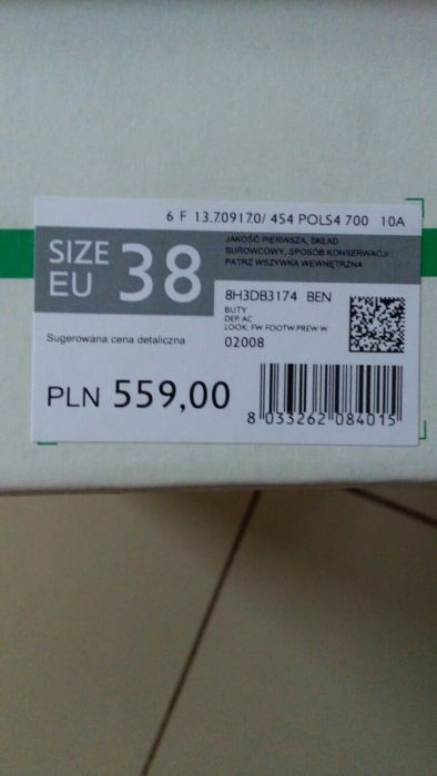 Eleganckie kozaki skórzane Benetton, rozmiar 38,nowe, polecam