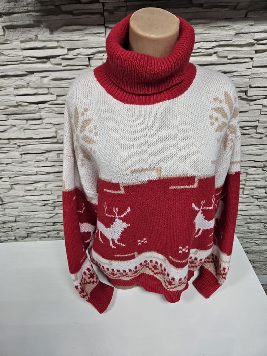 Przepiękny sweter świąteczny golf super jakość mega miły rozmiar M