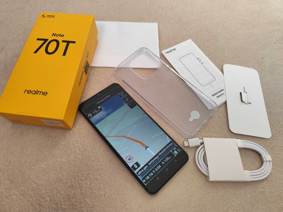 Smartfon GPS REALME Note 70T 4/128GB 6.74” + apki nawigacyjne na duże