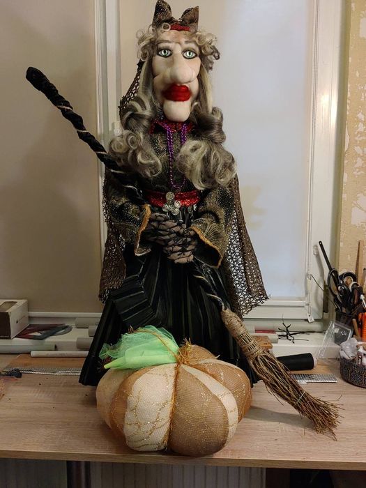 Интерьерная кукла Баба Яга,высота 1м