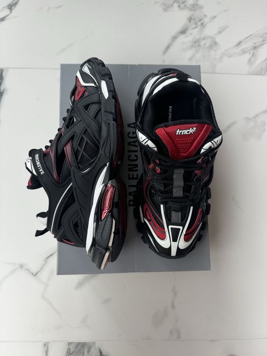 (36-45) Топові кросівки Balenciaga Track 2.0 Black/Red беленсіага