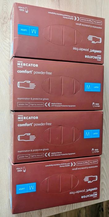 Rękawiczki lateksowe Mercator Comfort M 400 szt bezpudrowe