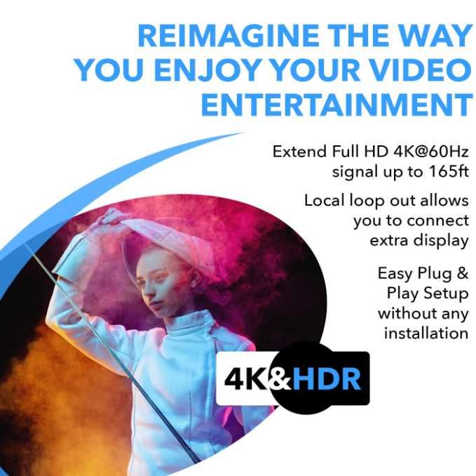 OREI Przedłużacz HDMI UltraHD na pojedynczy kabel Cat6