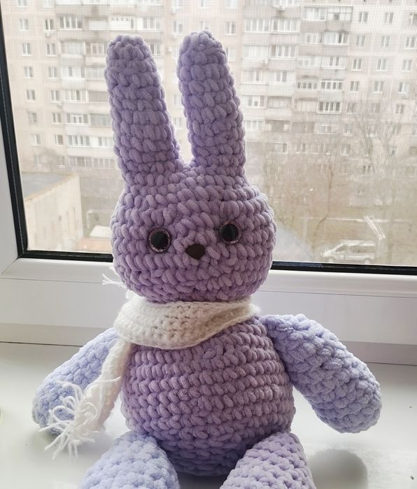 М'яка іграшка Зайчик, Новорічна Іграшка, В'язаний зайчик