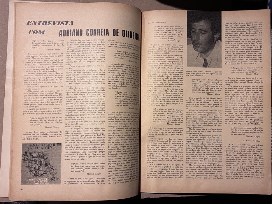 Adriano Correia de Oliveira Entrevista 1972