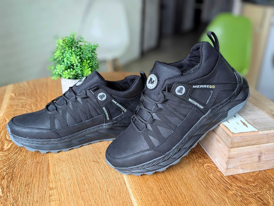 Зимові чоловічі напівчеревики кросівки натуральна шкіра прошиті легкі