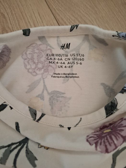 Bluzeczka H&M 110/116 kwiatki nowa