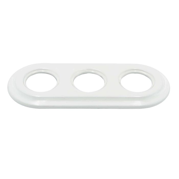 RETRO ramka potrójna okrągła BIAŁA CERAMICZNA LOFT PRL