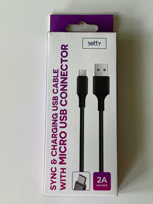 Nowy kabel microUSB setty 2A transmisja danych i ładowanie długość 1 m