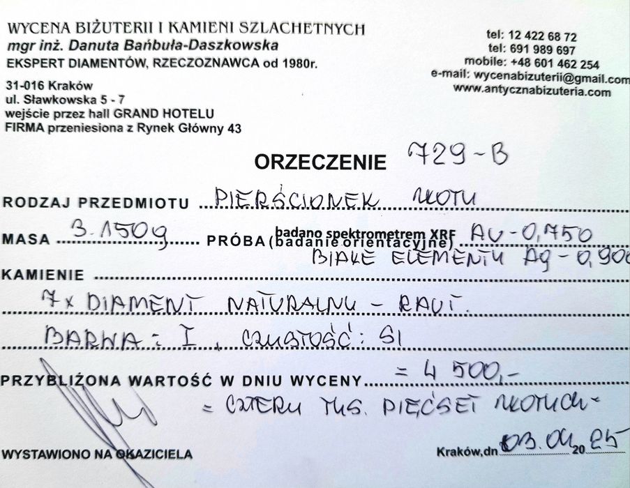 R.13 Pierścionek Art Deco Złoto 750 Diamenty Srebro WYCENA