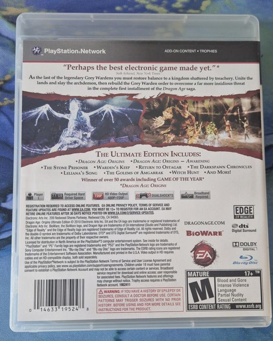 Диск з грою Dragon Age Origins Ultimate ps3 awakening всі dlc