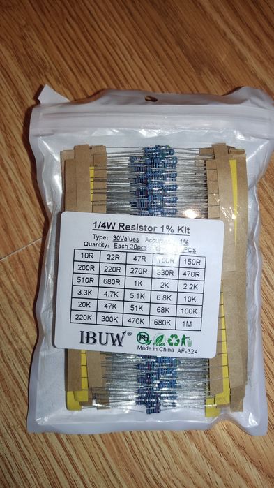 Набор выводных резисторов 600 шт, 30 номиналов