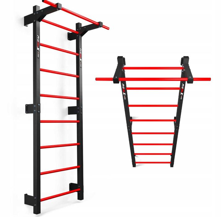 Drabinka gimnastyczna metalowa z drążkiem do ćwiczeń 215cm x 73/100cm