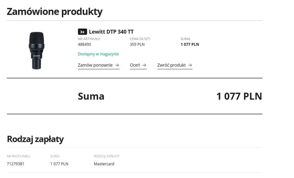 Mikrofon Lewitt DTP 340 TT.