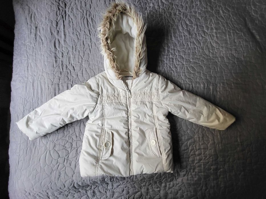 Kurtka jesienno-zimowa 110 cm dziewczęca jasna kremowa