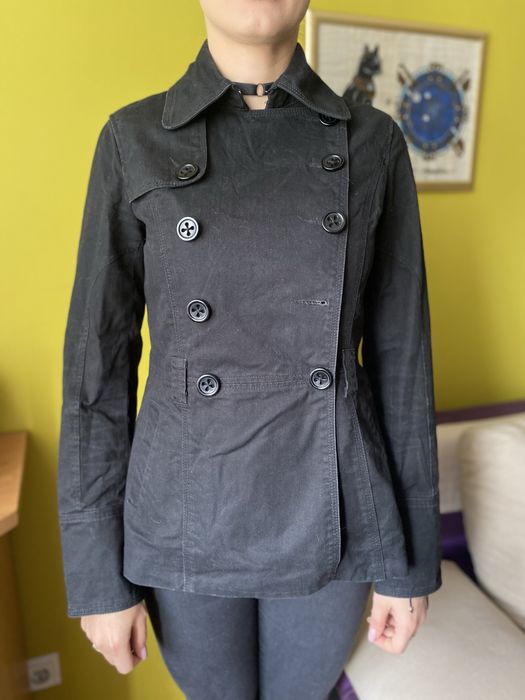 Czarny płaszcz trencz krótki New Look 38