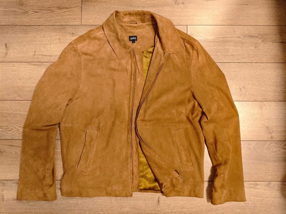 Guess L / XL замшева шкіряна руда чоловіча куртка легка коричнева