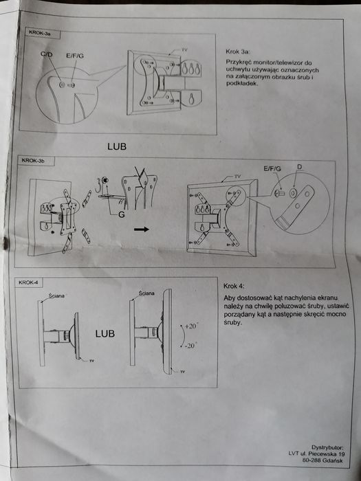 Uchwyt TV LCD master cinema