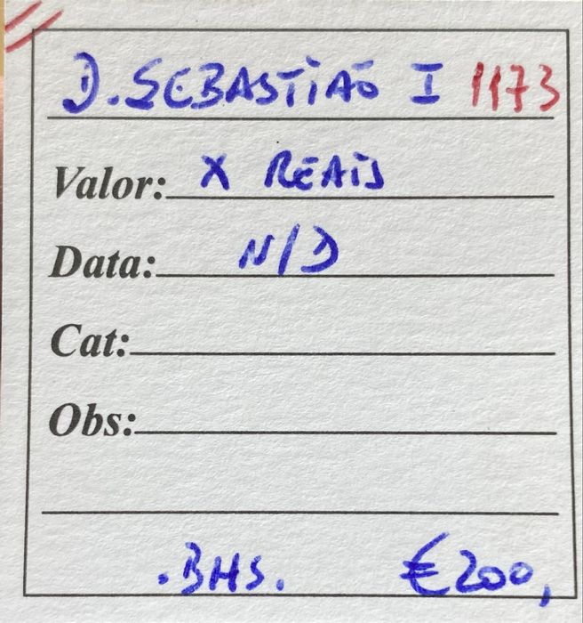 Moeda 1173 - D. SEBASTIAO I - X Reais