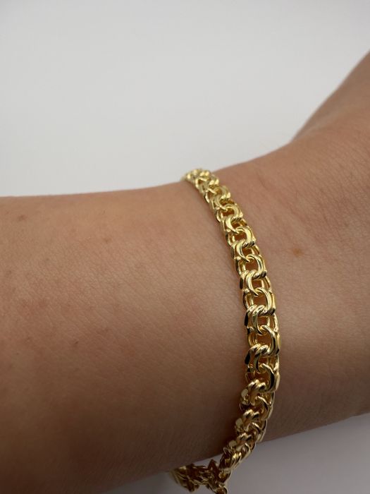 Złota bransoletka garibaldi damska męska 18 cm 585