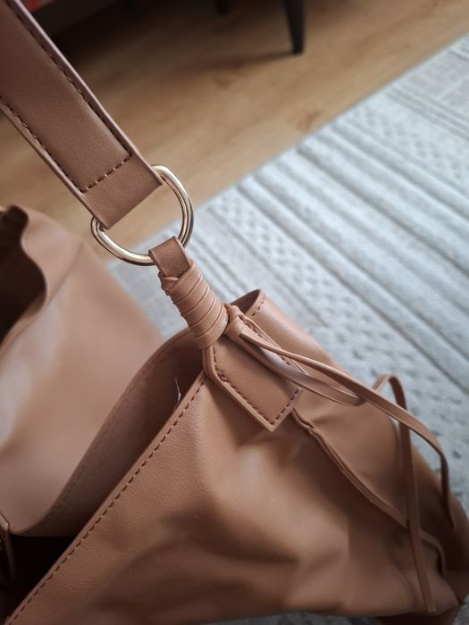 Ruda, brązowa torebka damska worek, reserved