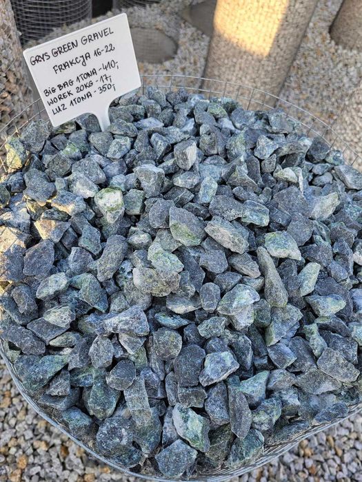 Grys Green Gravel 16-22 mm serpentynit Kamień do akwarium ogrodowy