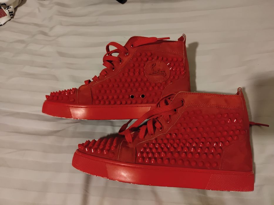 Christian Louboutin  Lou Spike High Top Sneakers  czerwone 38