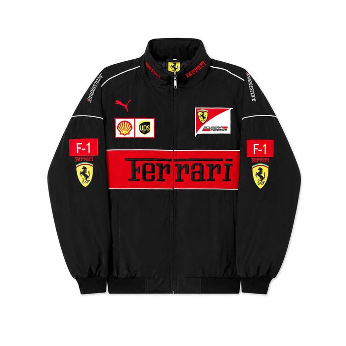 Kurtka Ferrari F1 Racing Vintage Haftowana Wyścigowa Czarna M-XXL