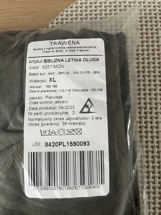 Bielizna letnia długa XL