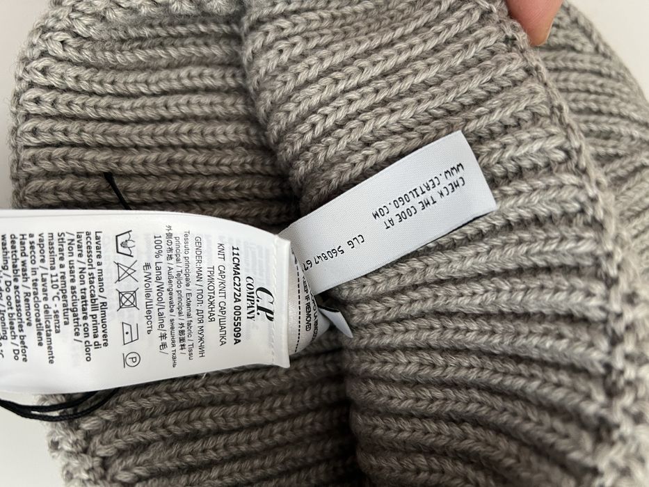 Шапка CP Company натуральная шерсть серая,шапка Сипи компани