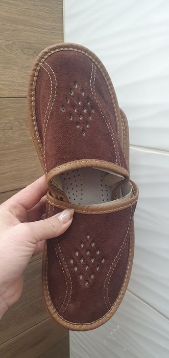 3x kapcie laczki pantofle skóra naturalna skórzane góralskie 41