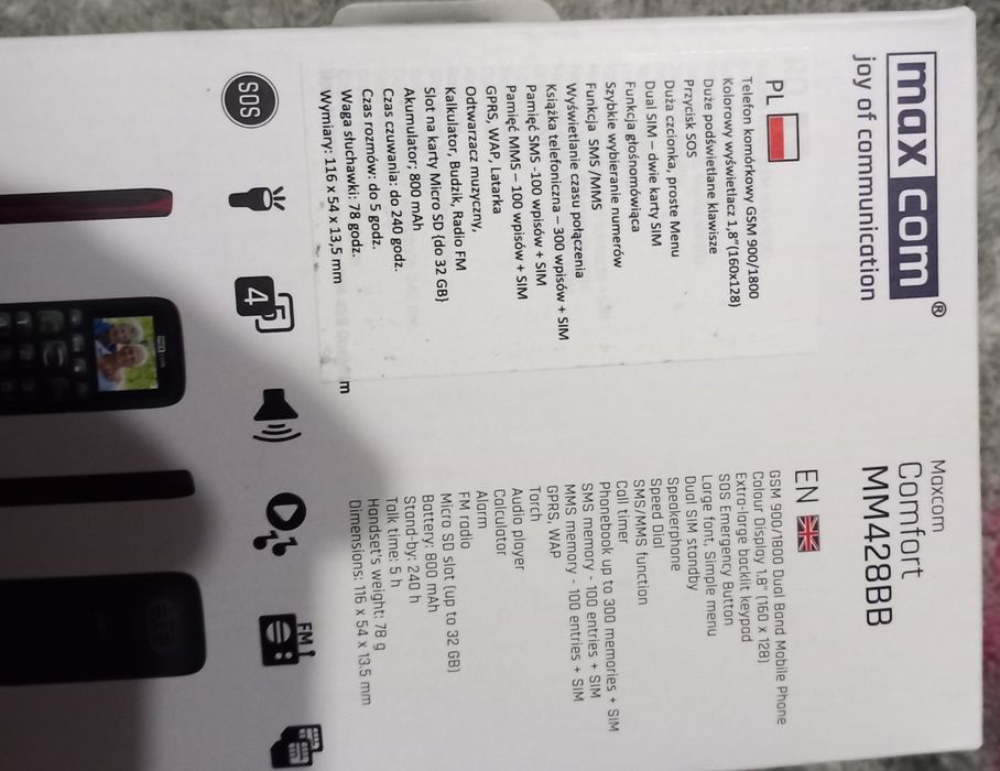Sprzedam Telefon MAXCOM MM428BB NOWY dla seniora