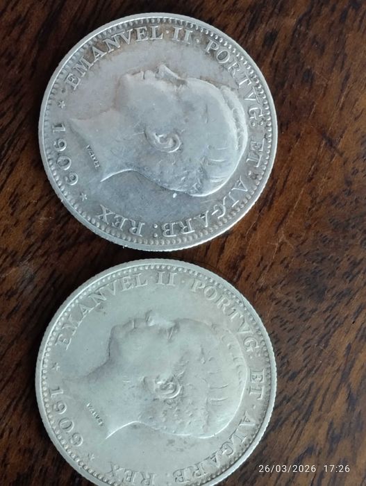 Moeda - 200 Réis - Manuel II - Prata