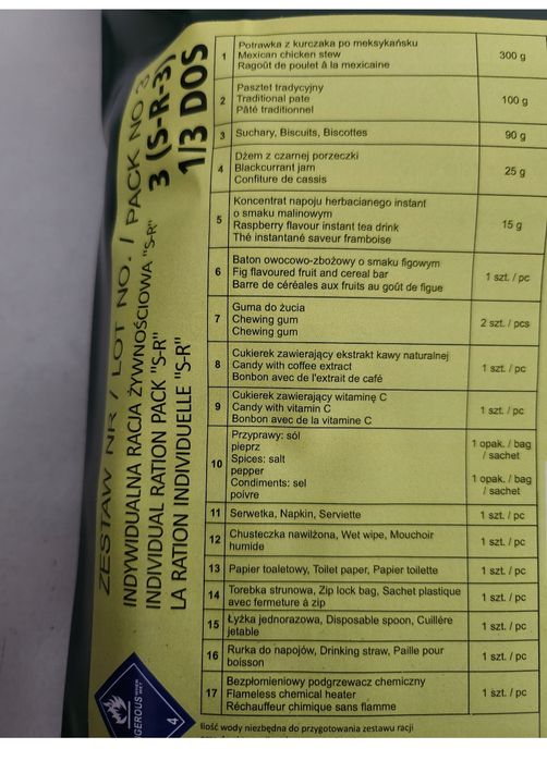 Racja żywnościowa s-r 3