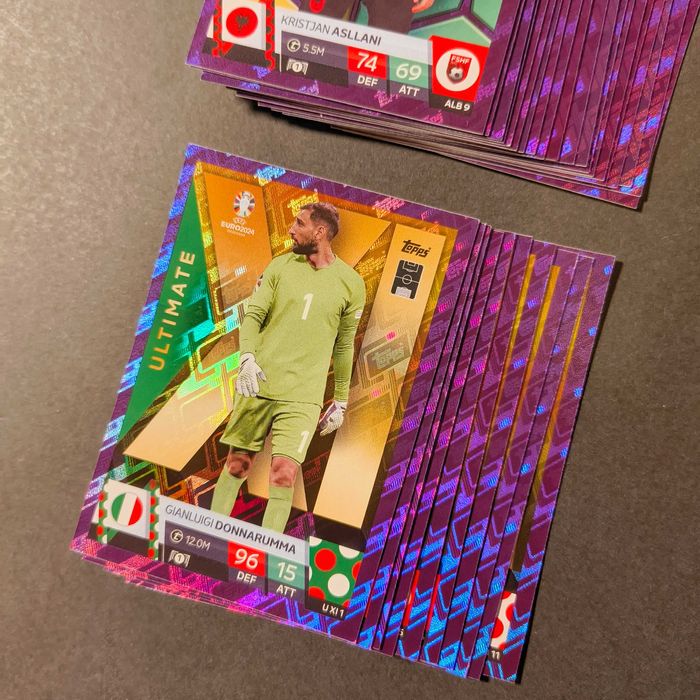 Lote Cartas Paralelas Roxas Topps Euro 2024
