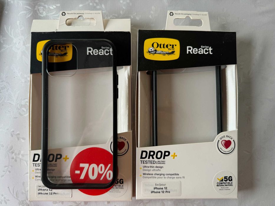 2 x Etui Otterbox React Do iPhone 12/12 Pro (Czarna)  1 szt nowa + gratis 1 szt używana