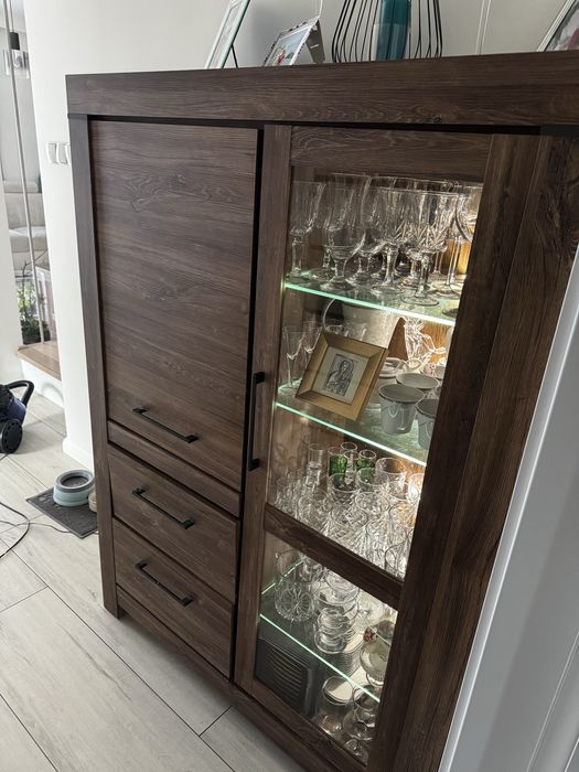 Zestaw mebli Black Red White kolekcja Gent stół krzesła witryna, RTV