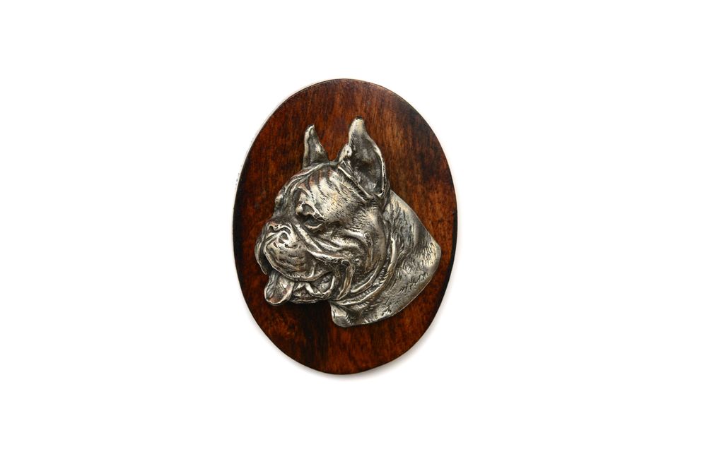 Bokser broszka clipring drewniany Art-Dog