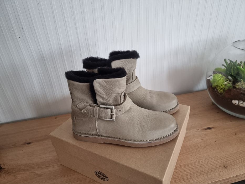 Nowe Shabbies Amsterdam jak UGG  r.38 skórzane, ocieplone śniegowce