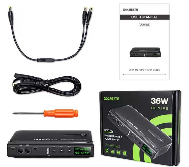 ДБЖ UPS 36Вт Doocreate DC1036L POE, USB, 5 9 12V