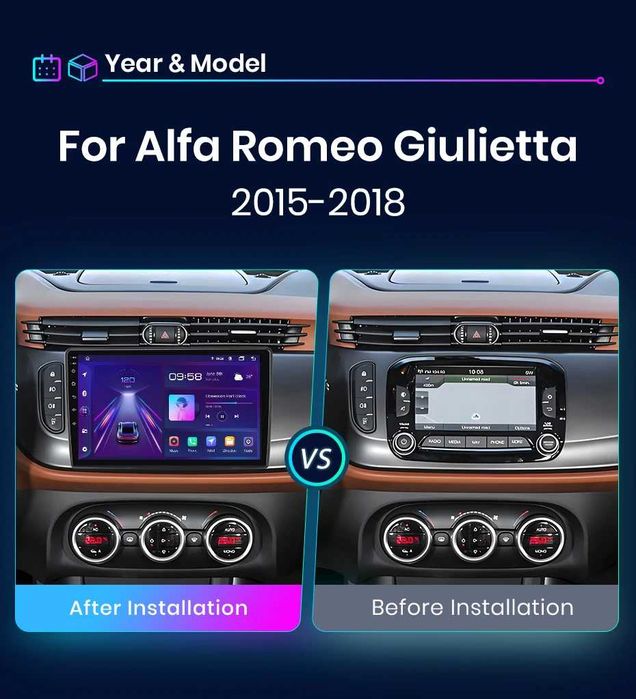 Rádio Android Junsun Alfa Romeo Giulietta 2015 a 2018 9 Polegadas CarPlay GPS WIFI 2/32GB novo