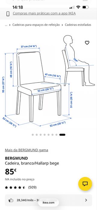 Vento cadeiras ikea bergmund novas