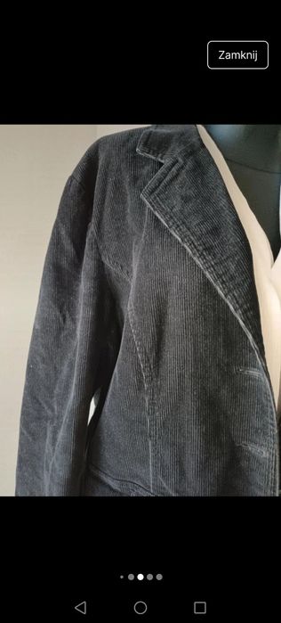 Kurtka sztruksowa wiatrówka czarna zapinana na guziki retro Basic