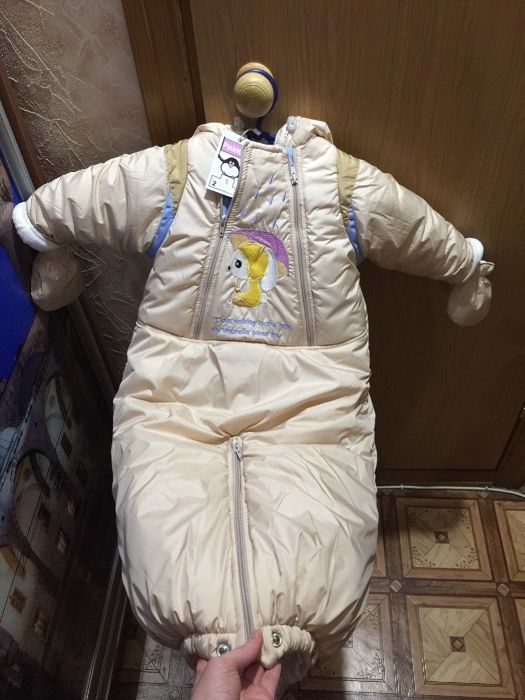 Зимний конверт, комбинезон-трансформер, рост 50-92 см,хватит на 2 зимы